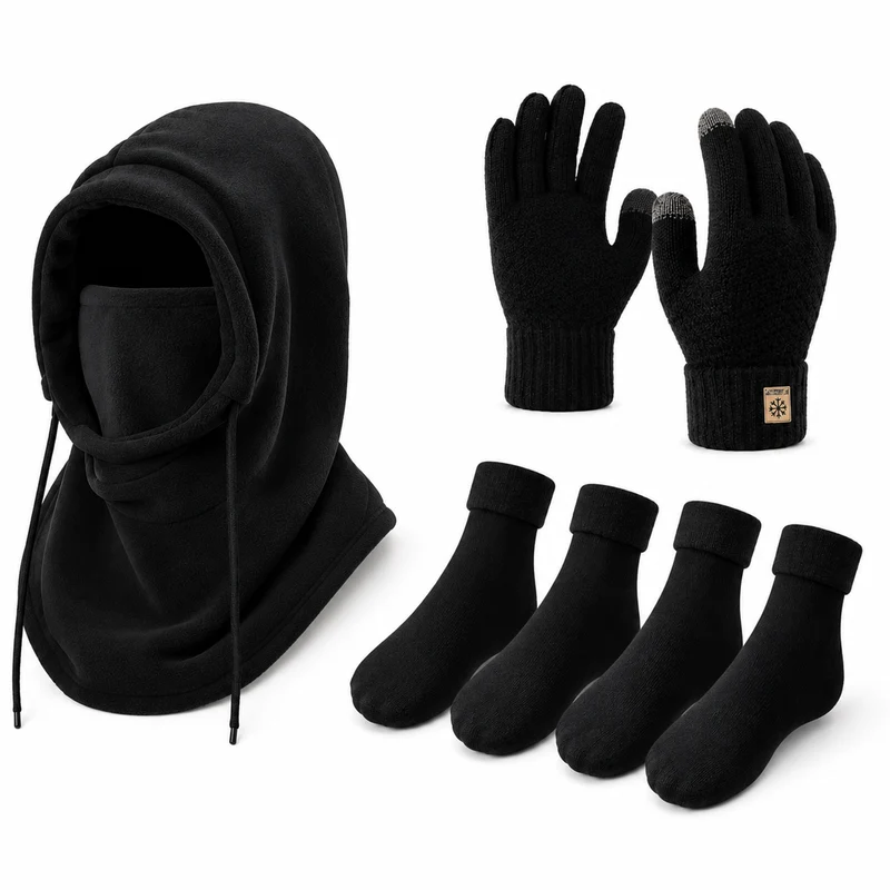 Balaclava, Handschuhe & Socken Set - Fleece gefüttert